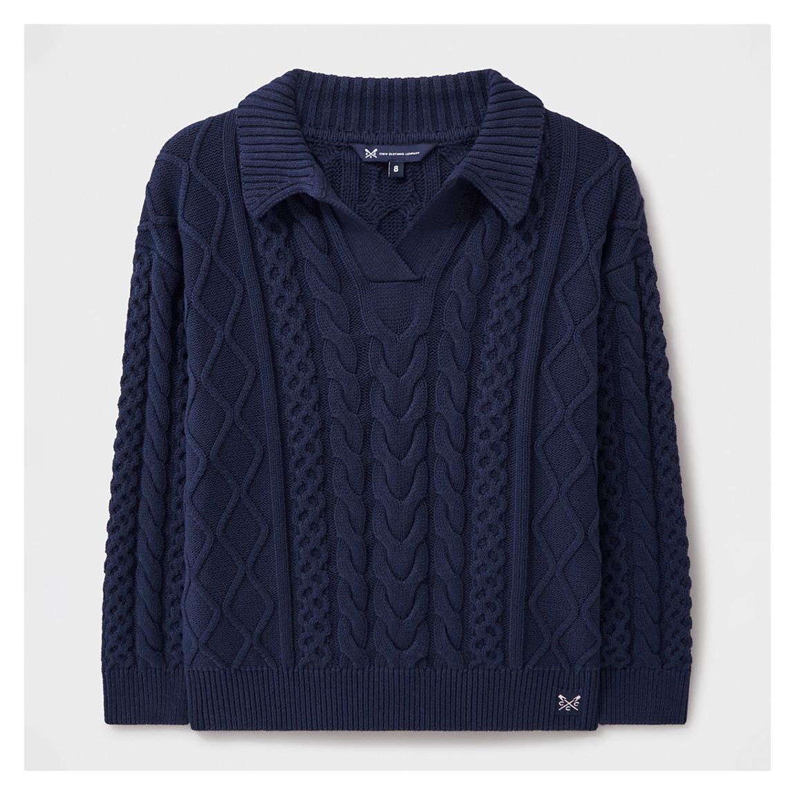 Navy Cable Knit Open Collar Jumper main product photo
