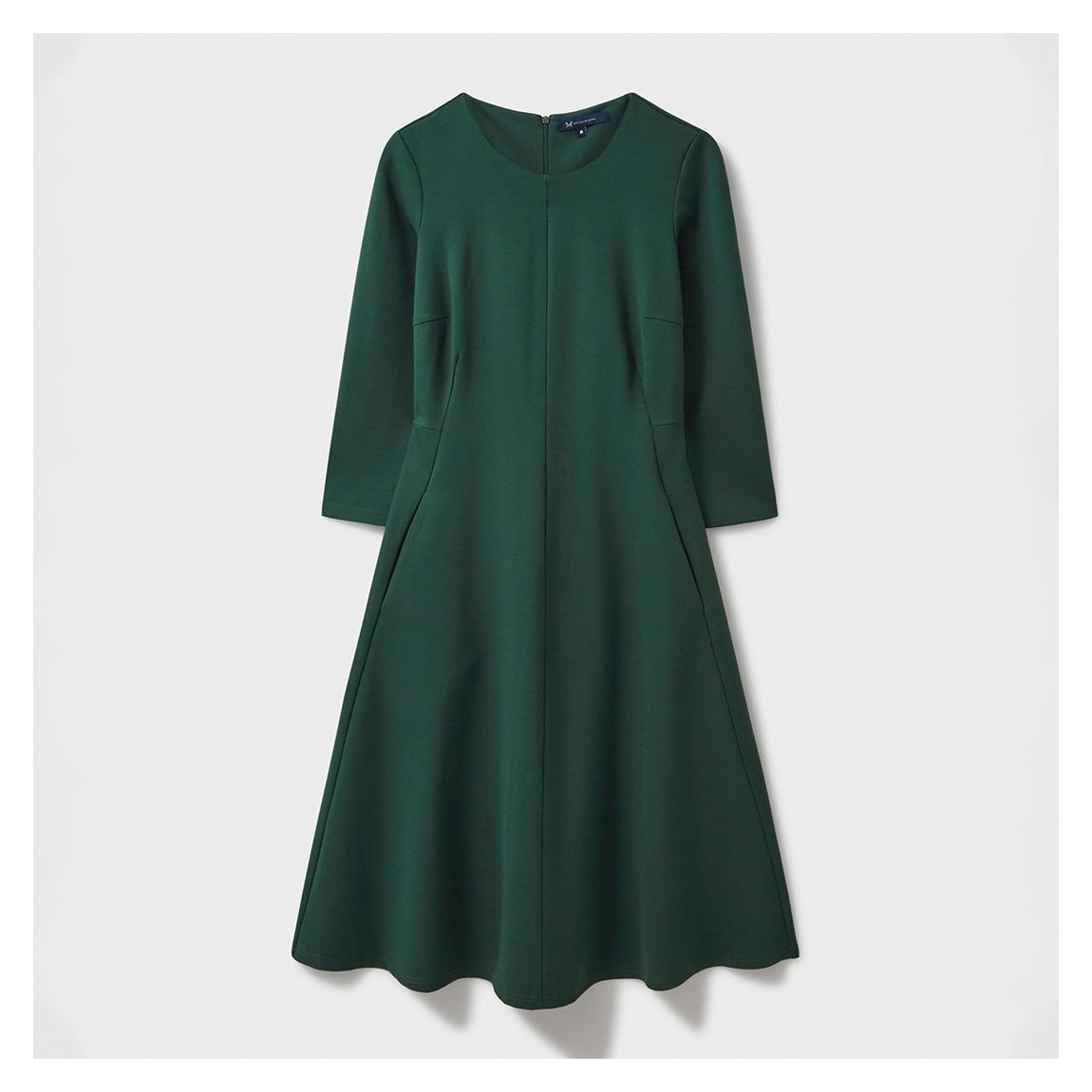 Green Eva 3/4 Length Sleeved Ponte Midi Dress main product photo