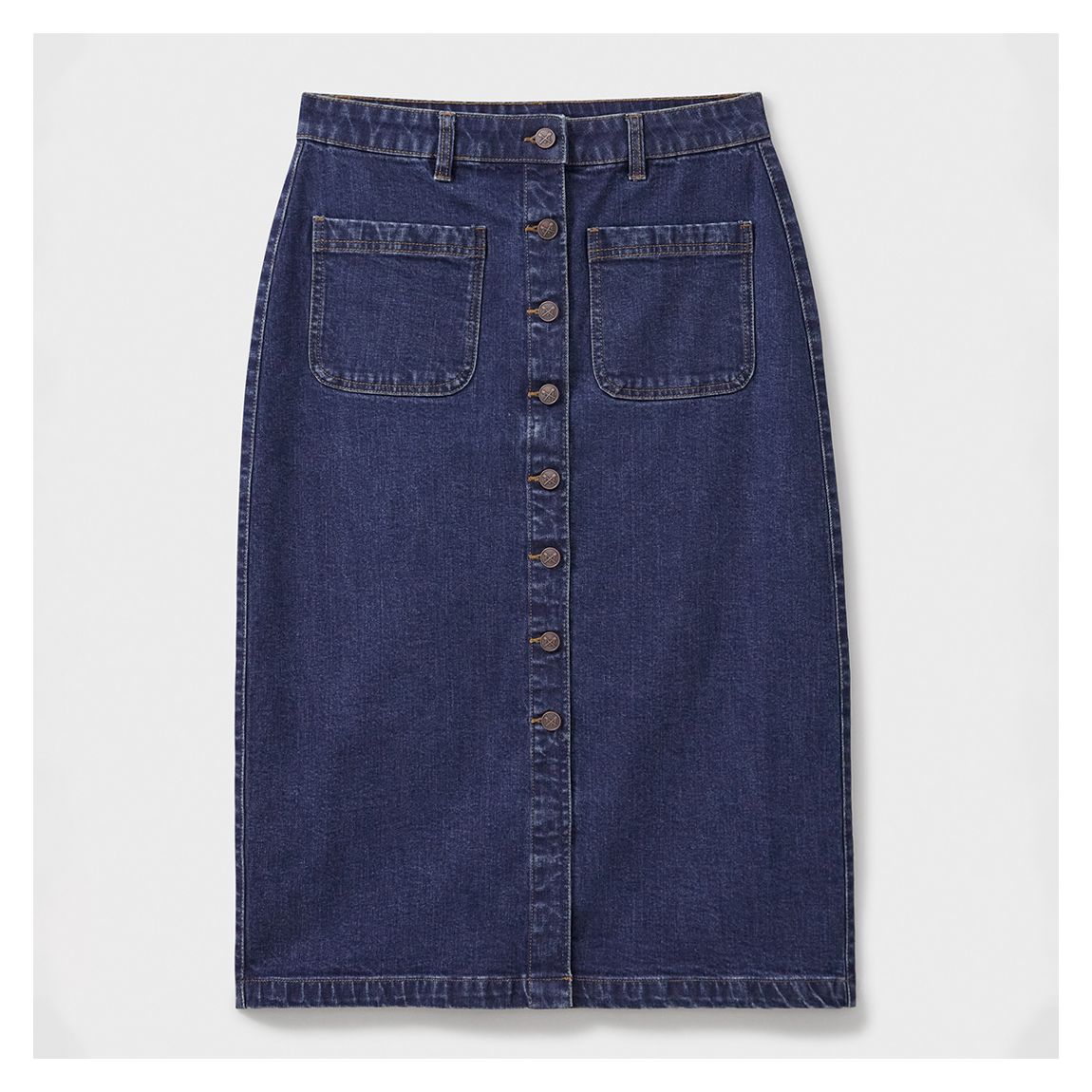 Dark Blue Mia Longline Stretch Denim Skirt main product photo