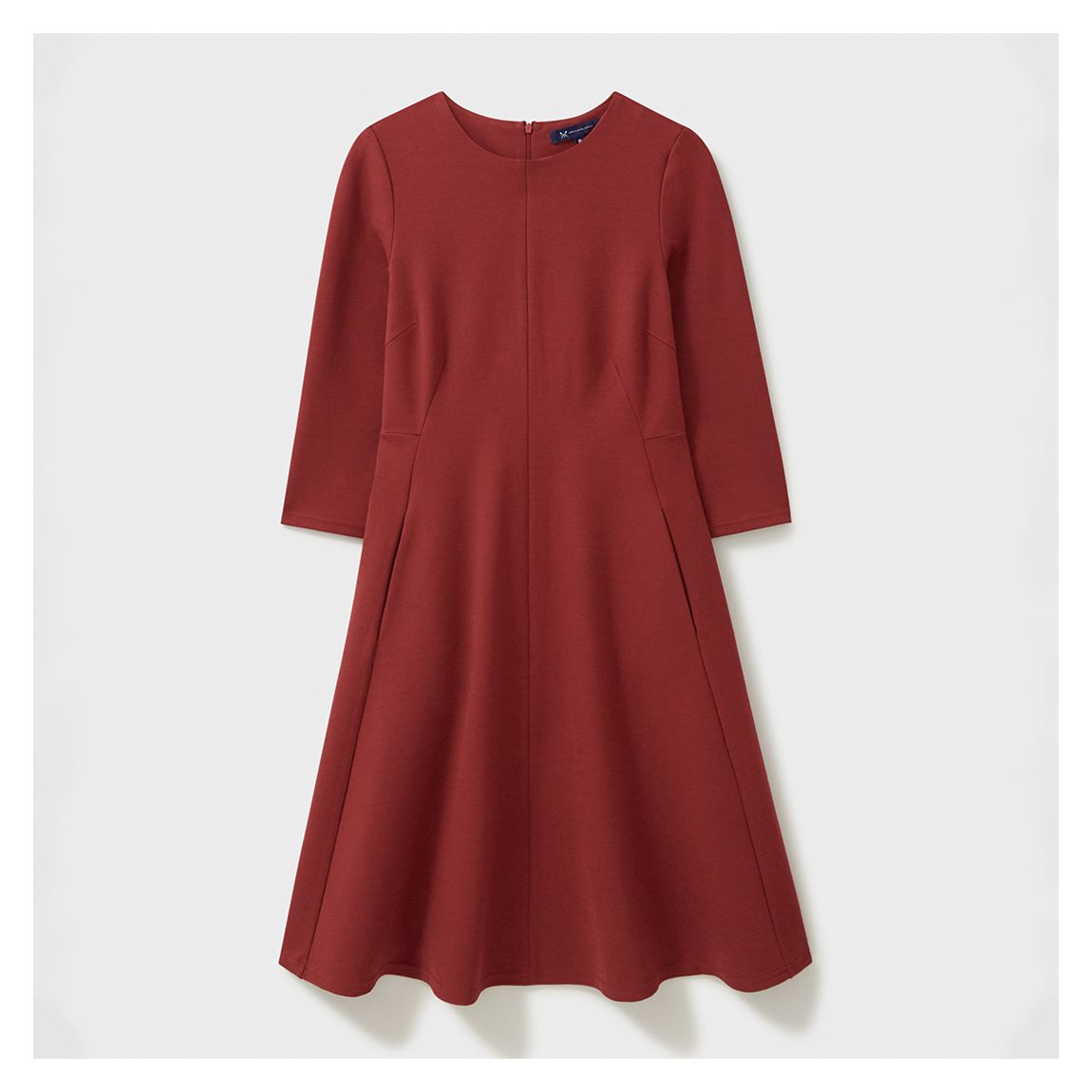 Red Eva 3/4 Length Sleeved Ponte Midi Dress main product photo