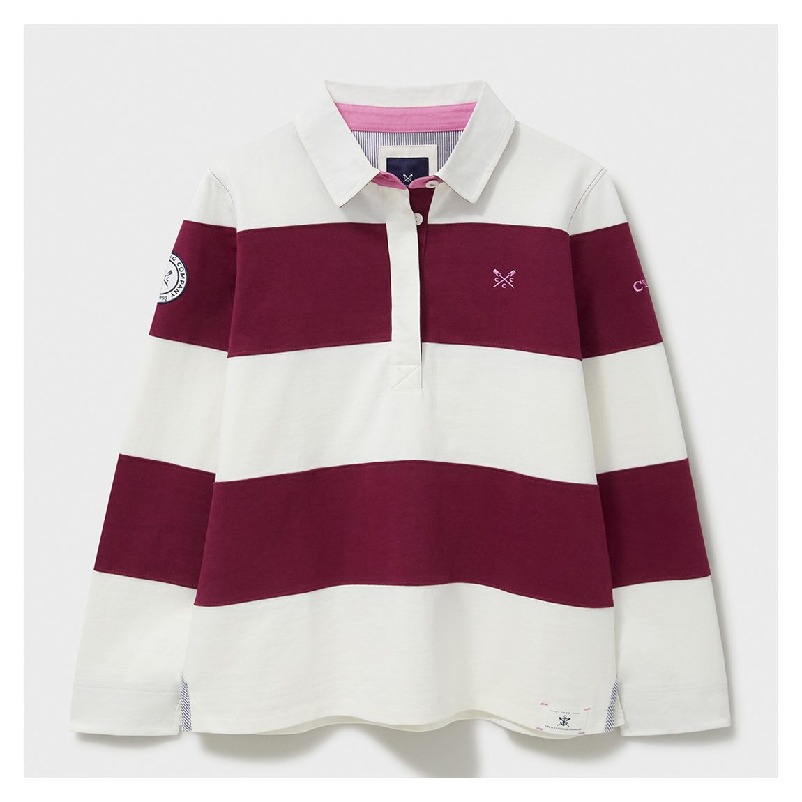 White/ Burgandy Stripe Rugby Cotton Sweatshirt main product photo