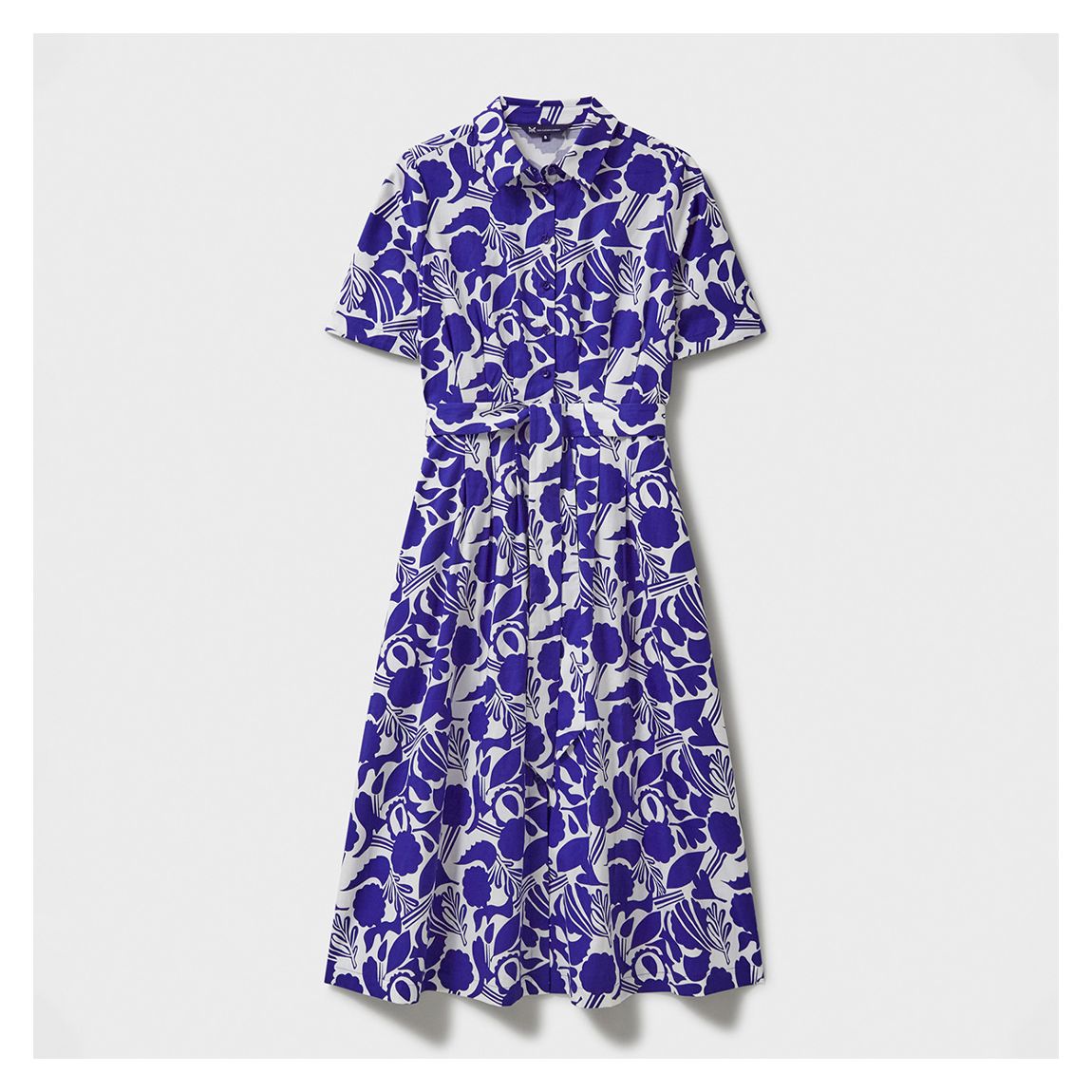 Blue Floral Fern Darted Shirt Dress main product photo