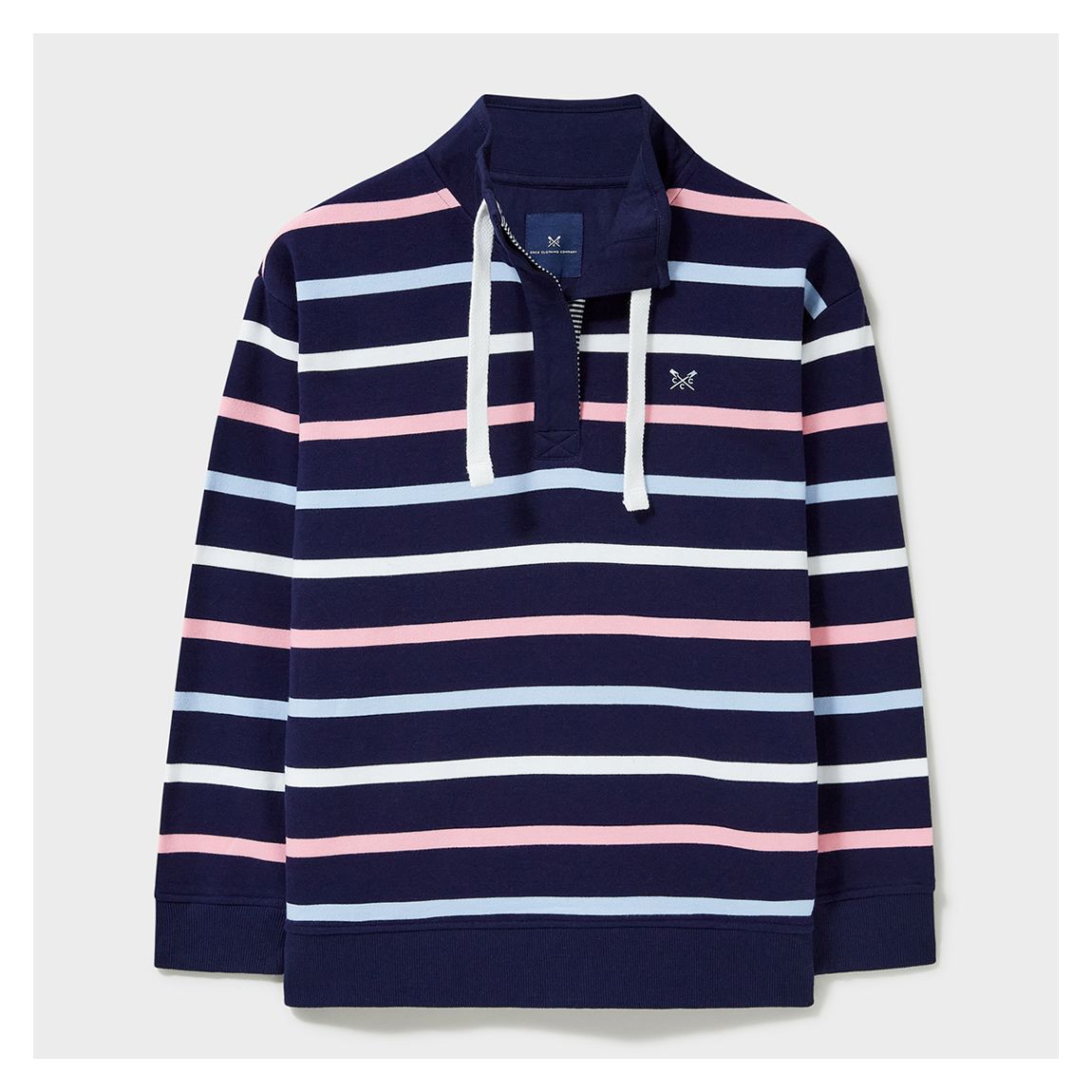 Multi Stripe Half Button Toggle Cotton Sweatshirt main product photo
