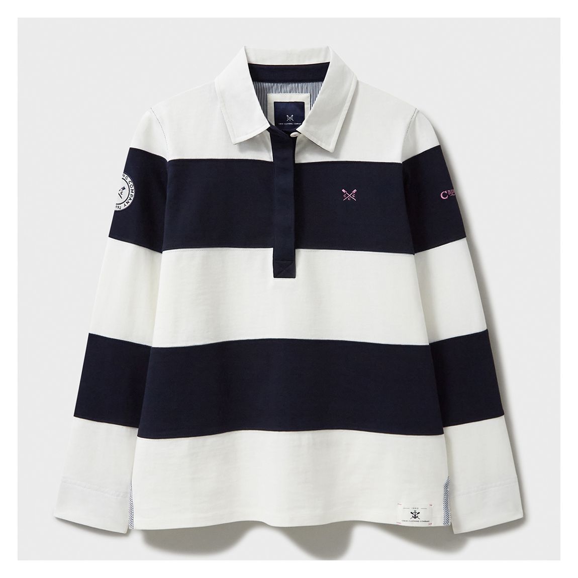 White/ Navy Stripe Rugby Cotton Sweatshirt main product photo