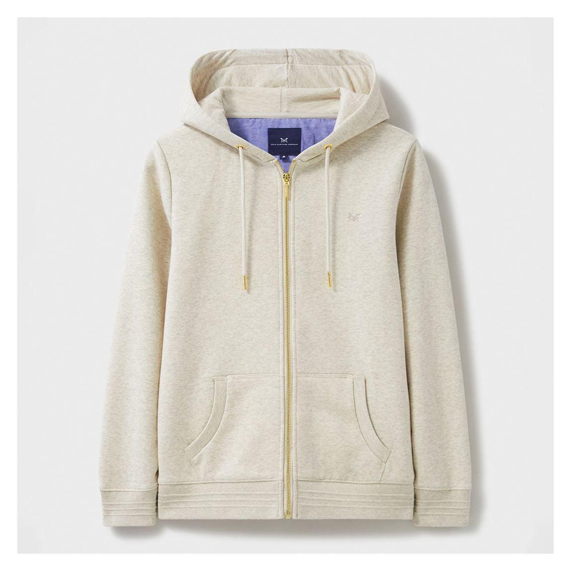 Oatmeal Heritage Zip Through Cotton Blend Hoodie main product photo