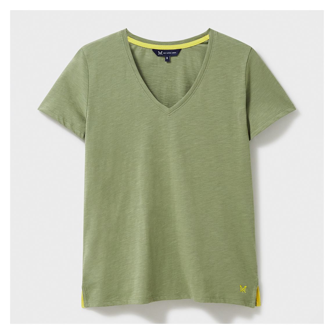 Khaki V-Neck Slub Cotton T-Shirt main product photo