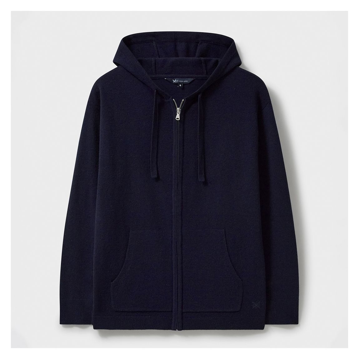 Navy Harmony Merino Wool Blend Zip Through Hoodie main product photo