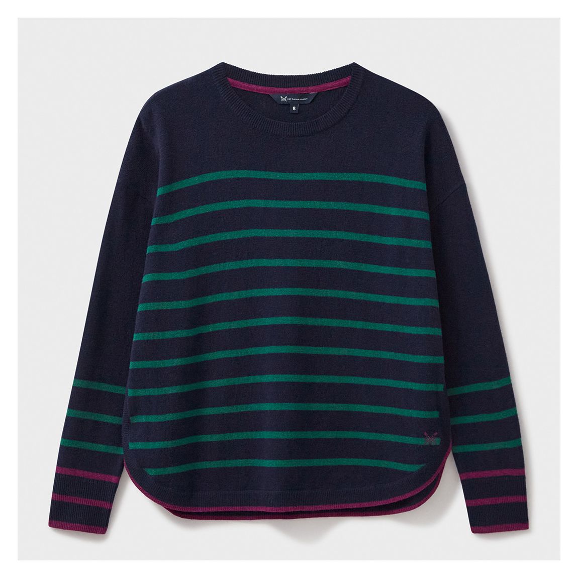 Navy/ Green Stripe Harmony Merino Wool Blend Jumper main product photo
