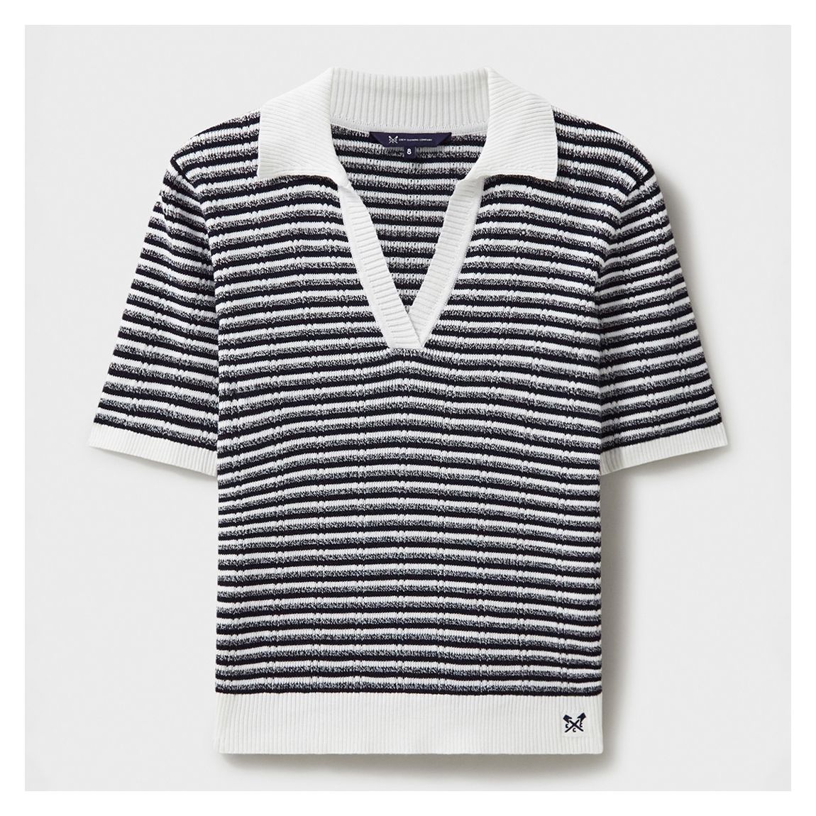 Black/ White Stripe Serafina Open Collar Cotton Top main product photo