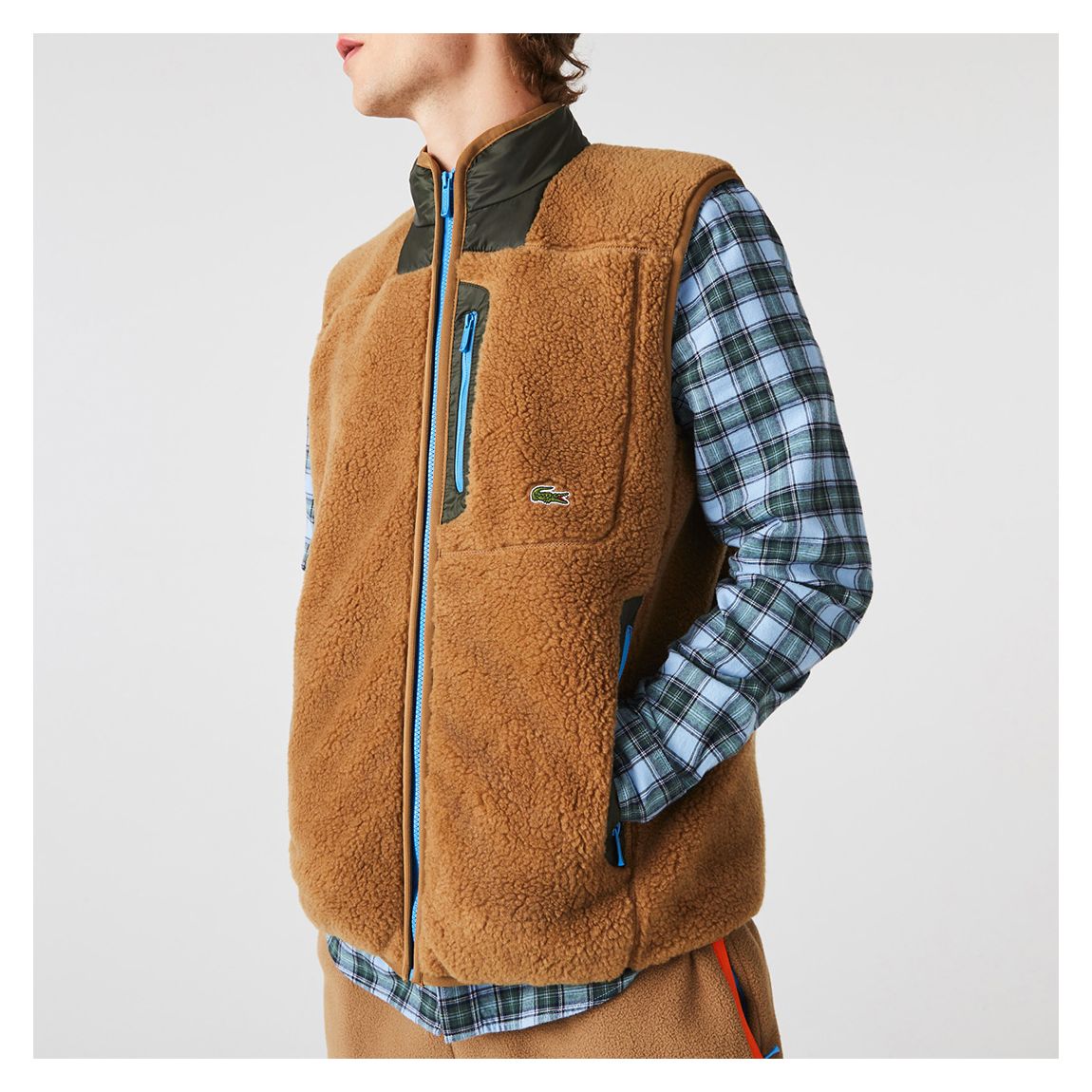 Camel Contrast Zip Fleece Gilet main product photo