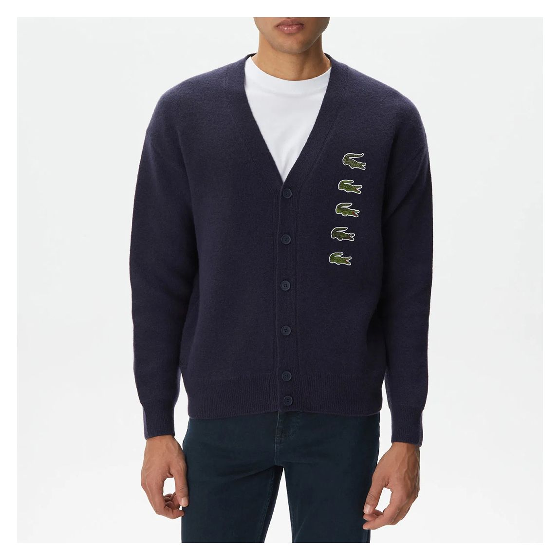 Navy Embroidered Croc V-Neck Cardigan main product photo