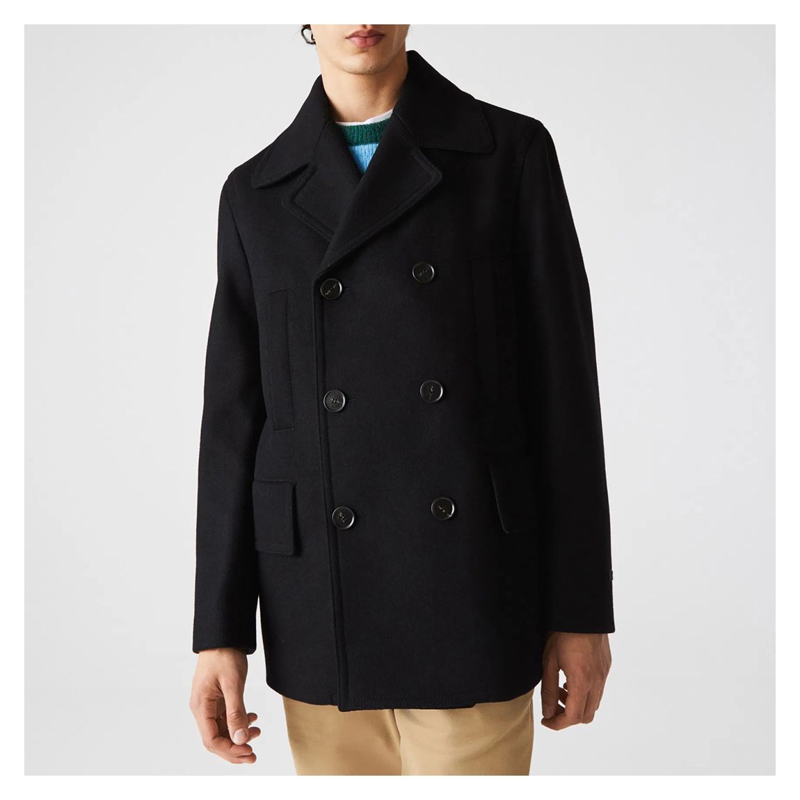 Black Double Breasted Short Coat main product photo