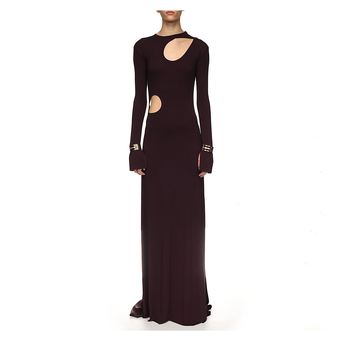 Deep Mahogany Cut-Out Jersey Floorlength Dress main product photo