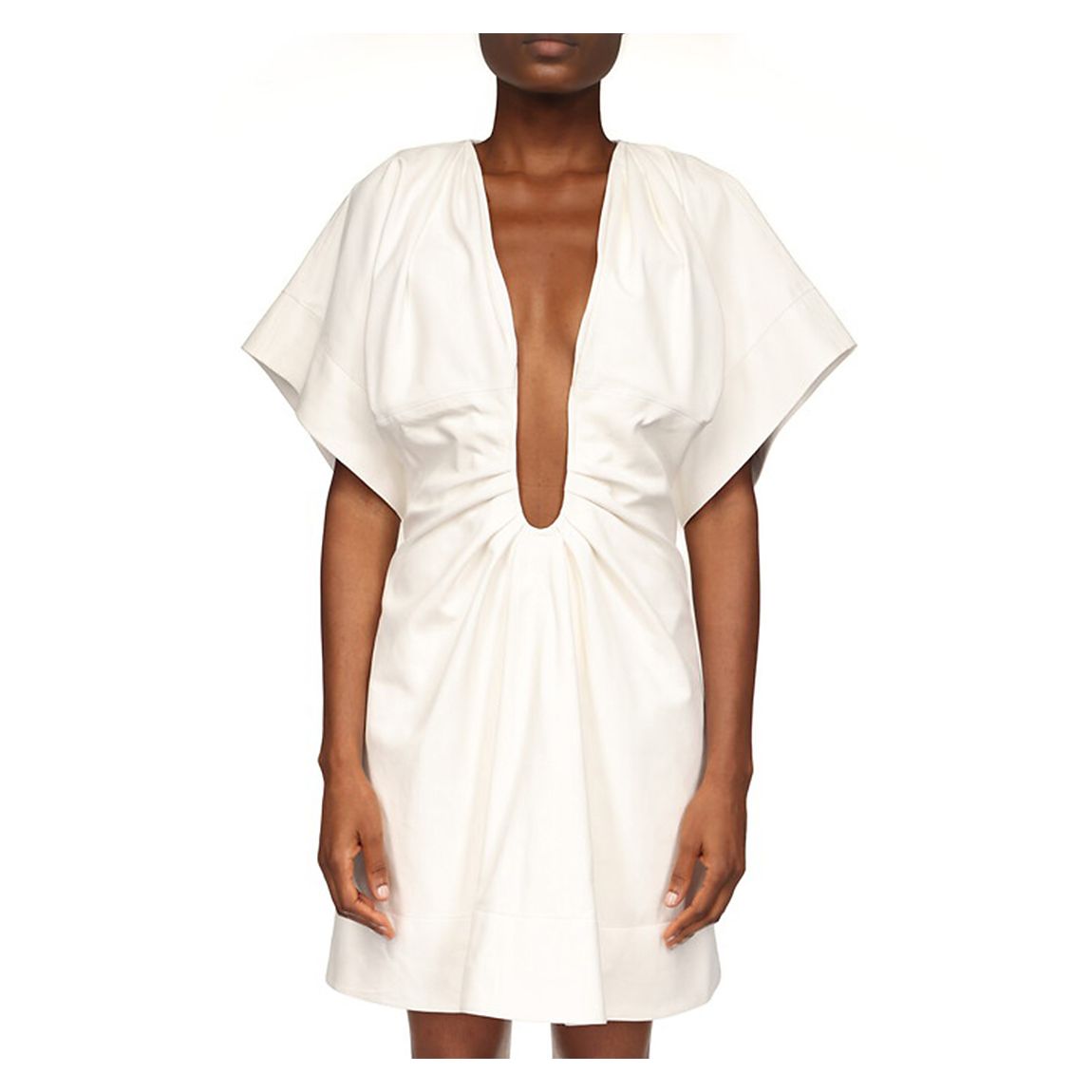 White Structured Leather T-Shirt Dress main product photo