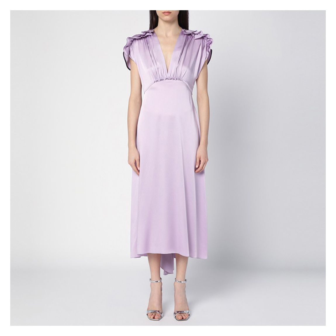 Lilac Gathered V-Neck Midi Dress
main product photo