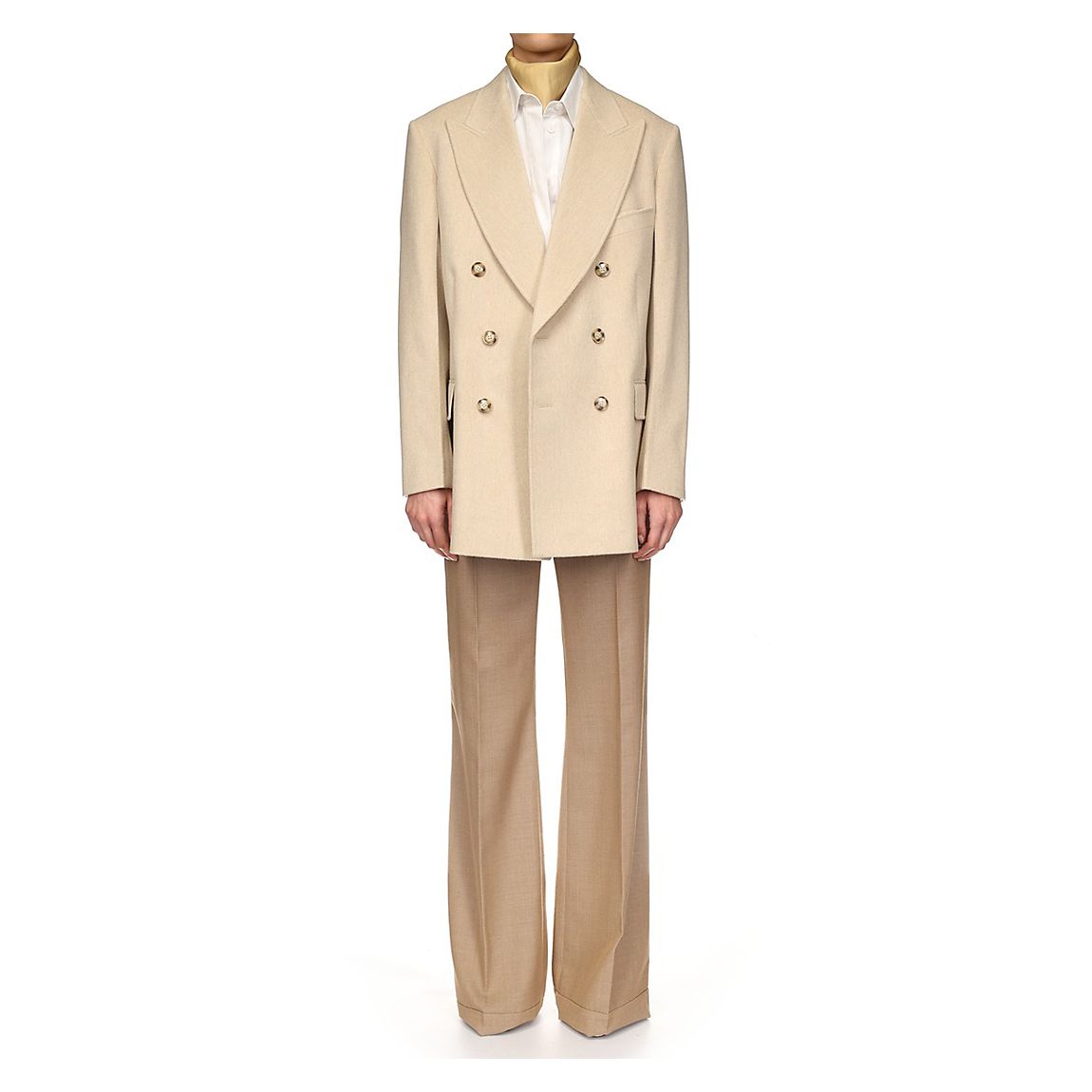Beige Button Detail Double Breasted Jacket main product photo