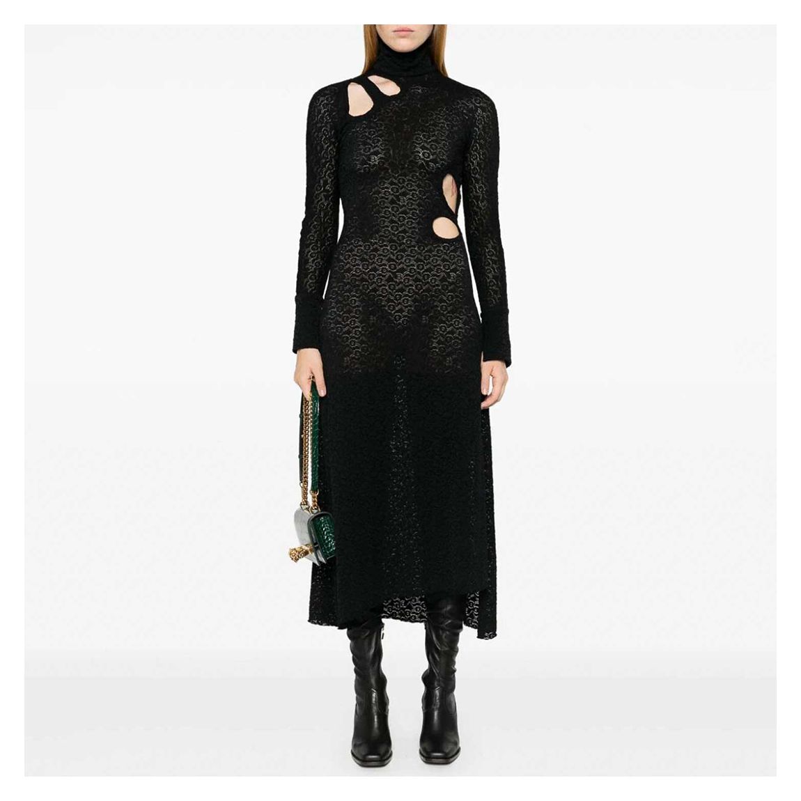 Black Long Sleeve Cut Out Midi Dress main product photo