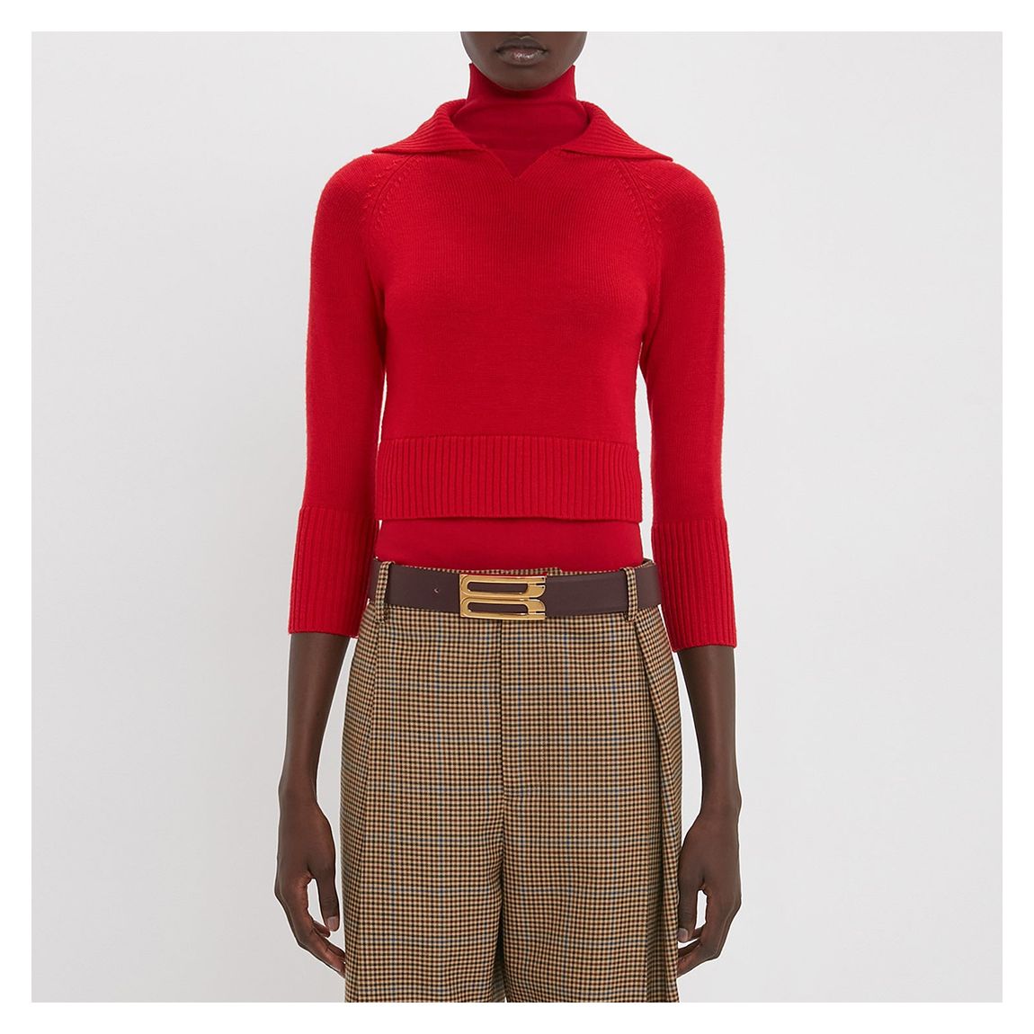 Red Wool Blend Double Layer Top main product photo