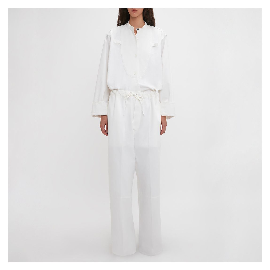 Washed White Drawstring Cotton Pyjama Trouser main product photo
