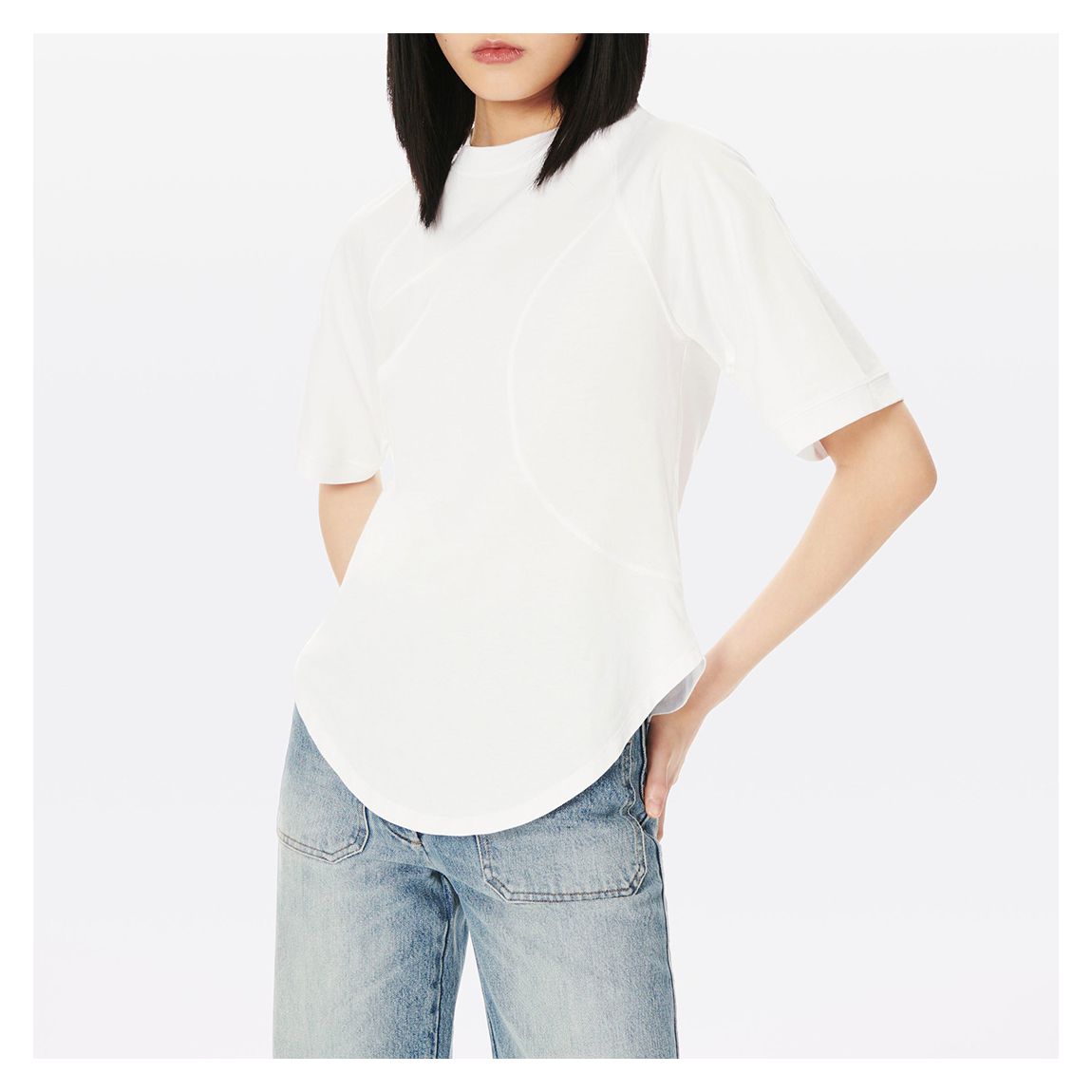 White Raglan Cotton Sleeve T-Shirt main product photo