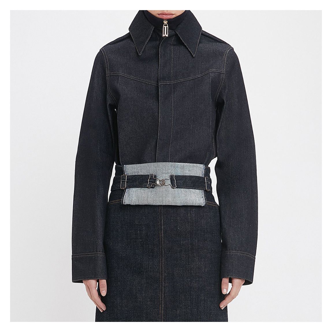 Dark Indigo Rinse Denim Front Yoke Detail Shirt main product photo