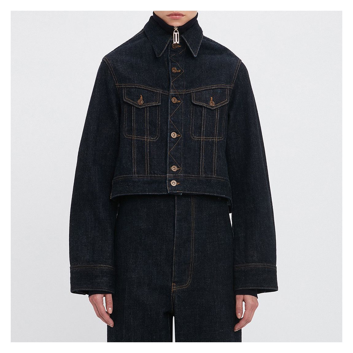 Dark Indigo Rinse Cropped Denim Jacket main product photo