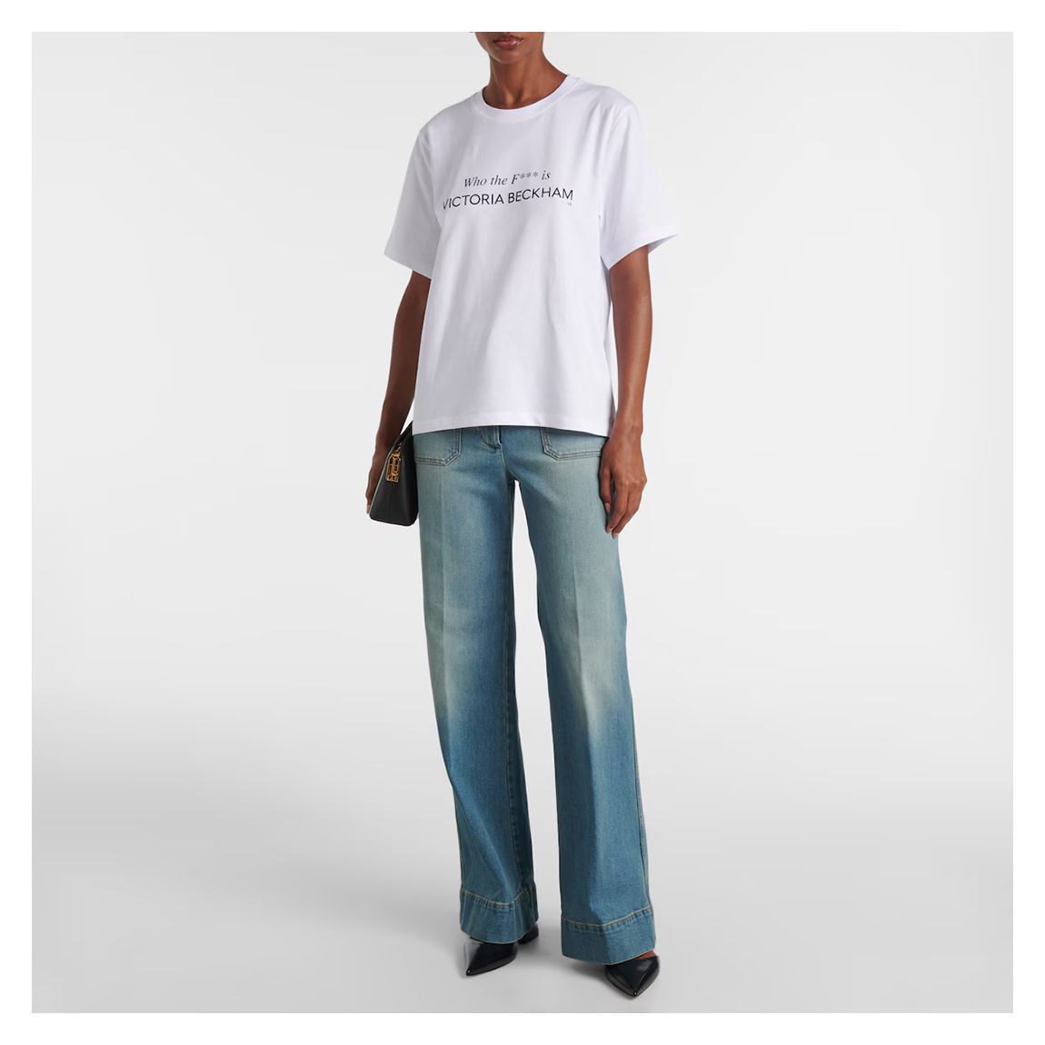 White Who The F*** Is Victoria Beckham' Slogan Cotton T-Shirt main product photo