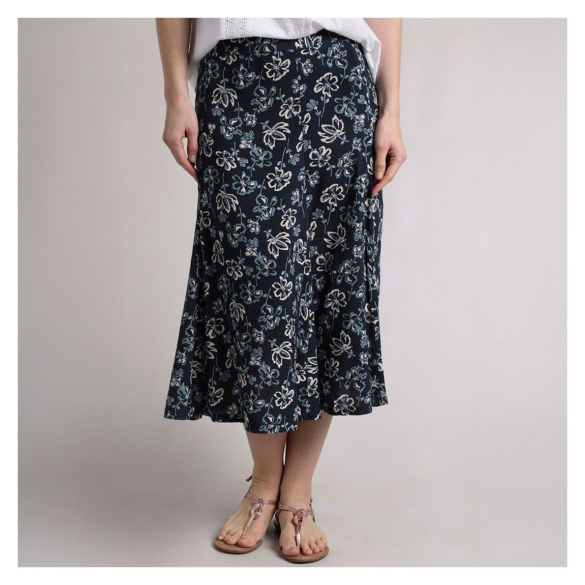 Tiya Eco Viscose Printed Godet Midi Skirt main product photo