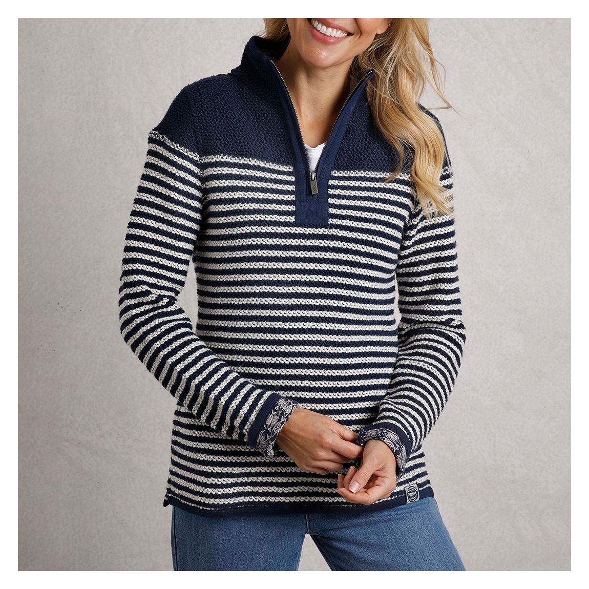 Juilet Eco 1/4 Zip Stripe Macaroni main product photo