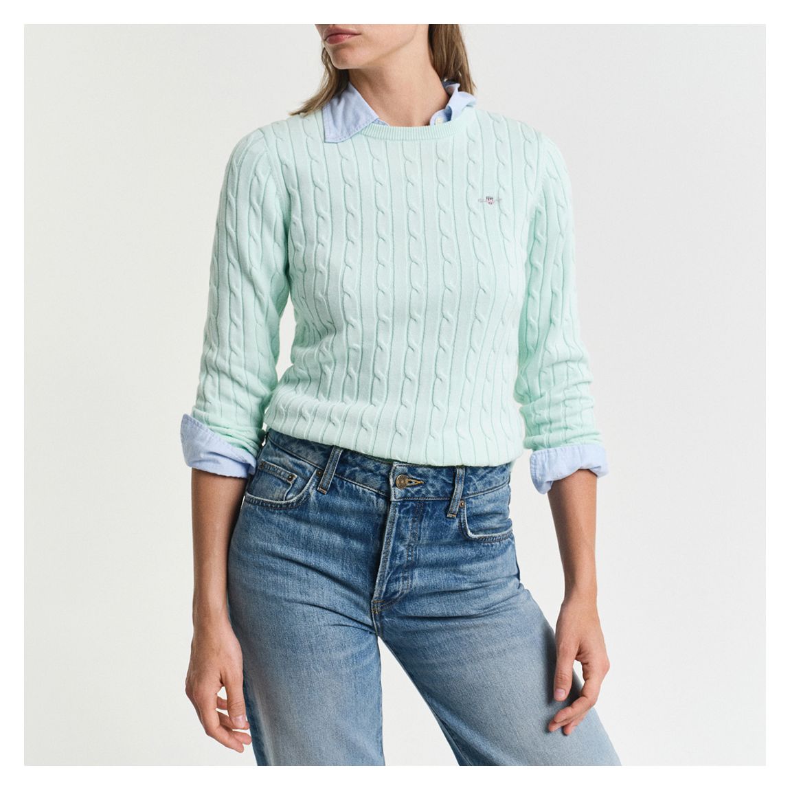 Mint Green Cable Knit Jumper main product photo