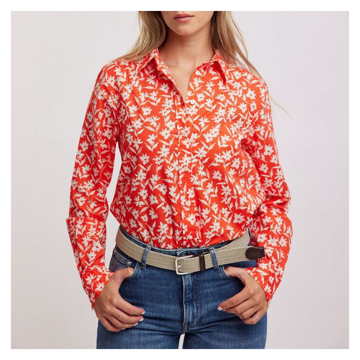 Orange Floral Loose Blouse main product photo