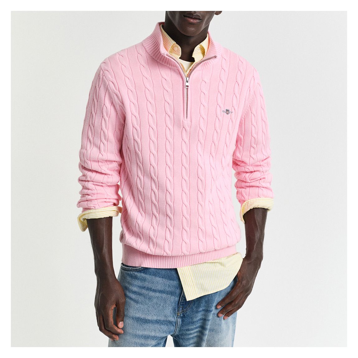 Pink Cable Half Zip Sweater main product photo