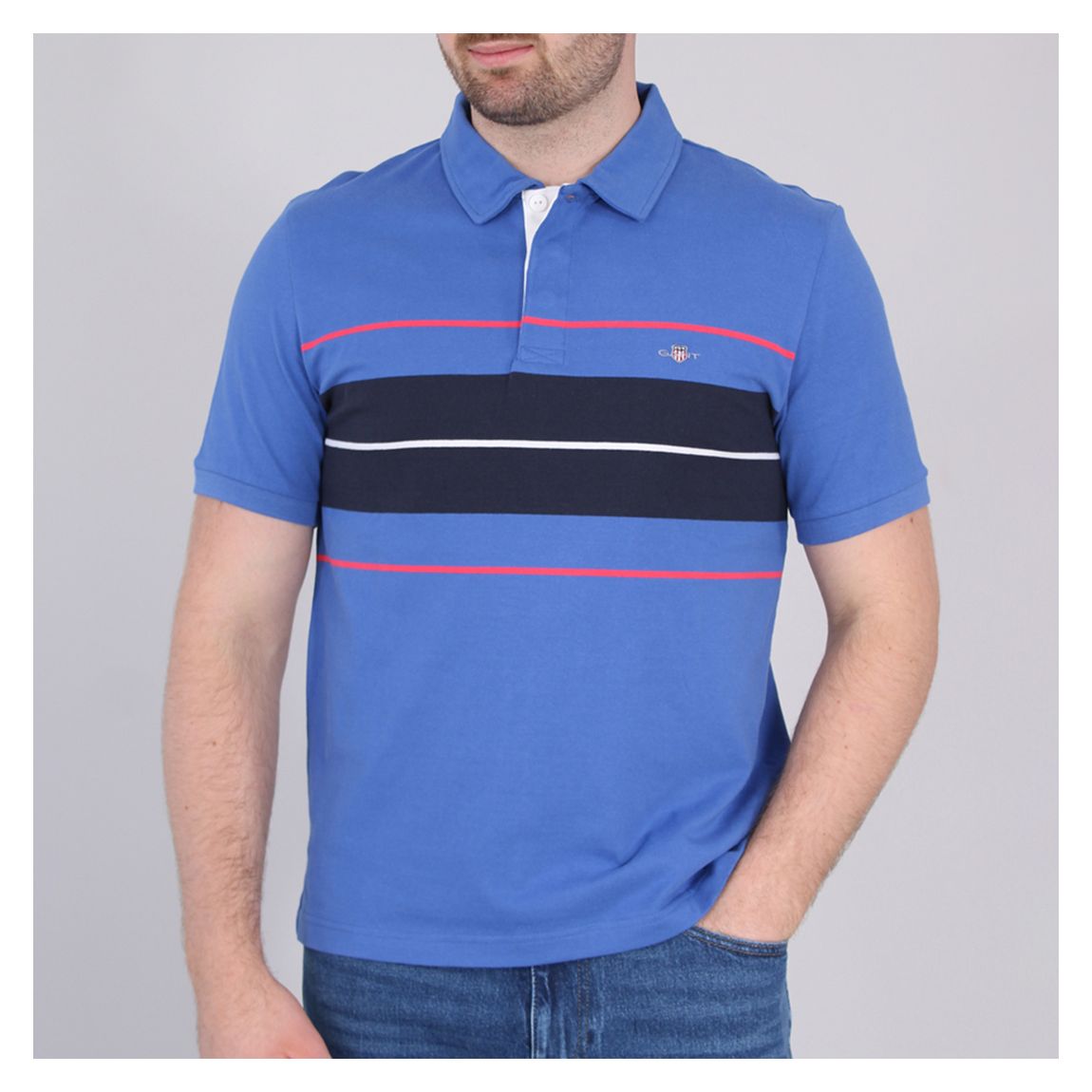 Blue Block Colour Polo Top main product photo