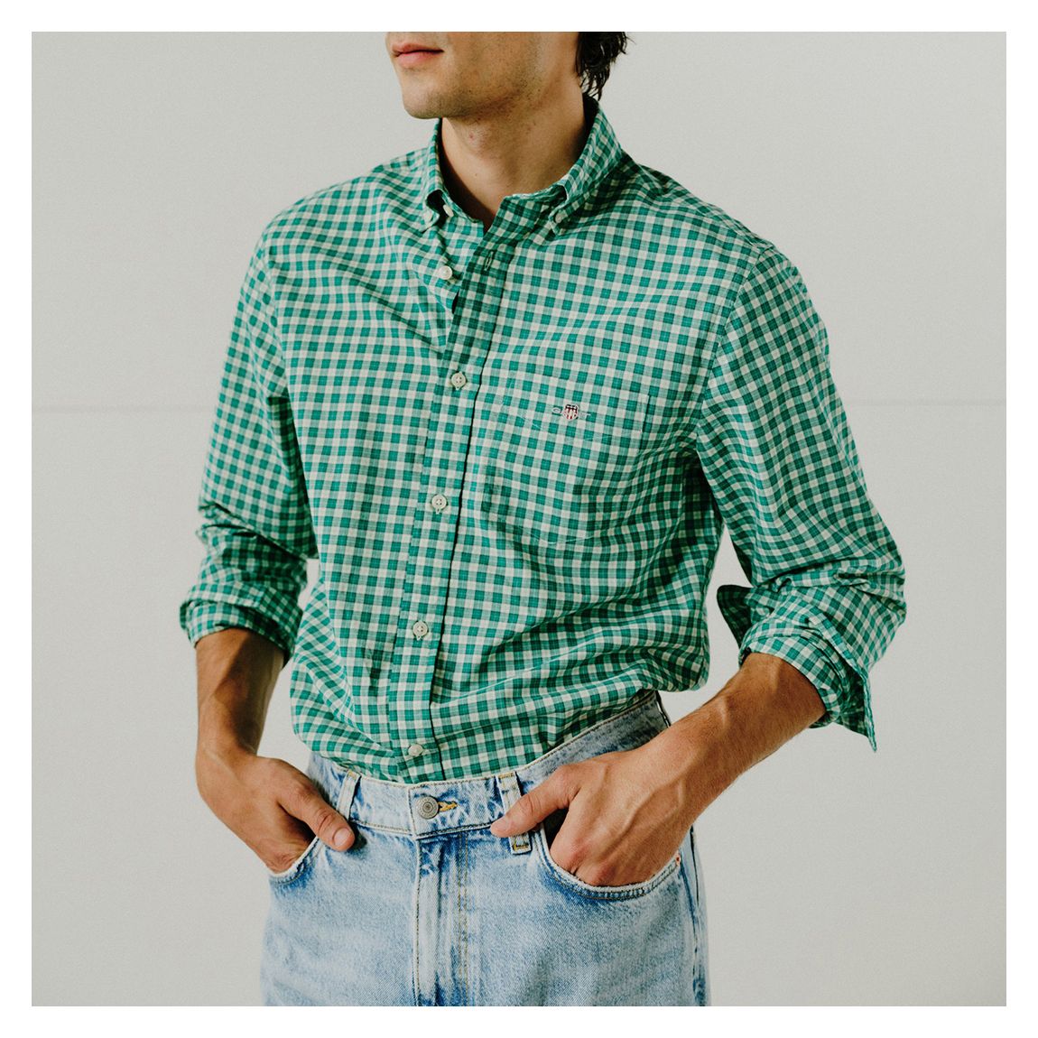 Green Check Poplin Shirt main product photo