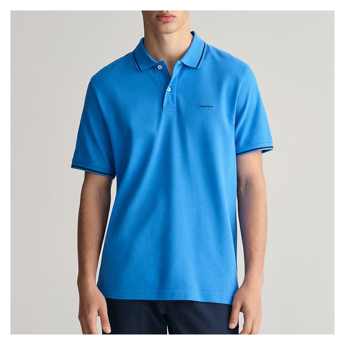 Blue Tipping Pique Polo Shirt main product photo