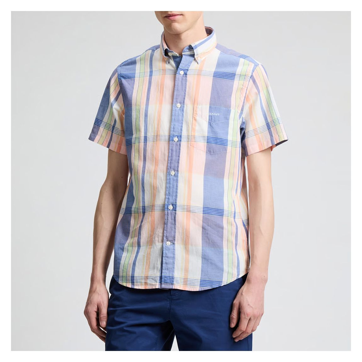 Blue/Peach Check Polo Shirt main product photo