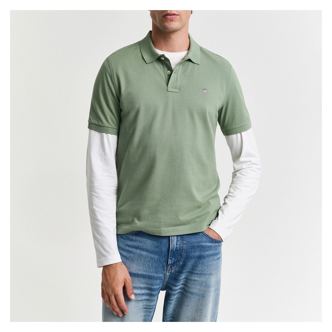 Green Pique Polo Shirt main product photo