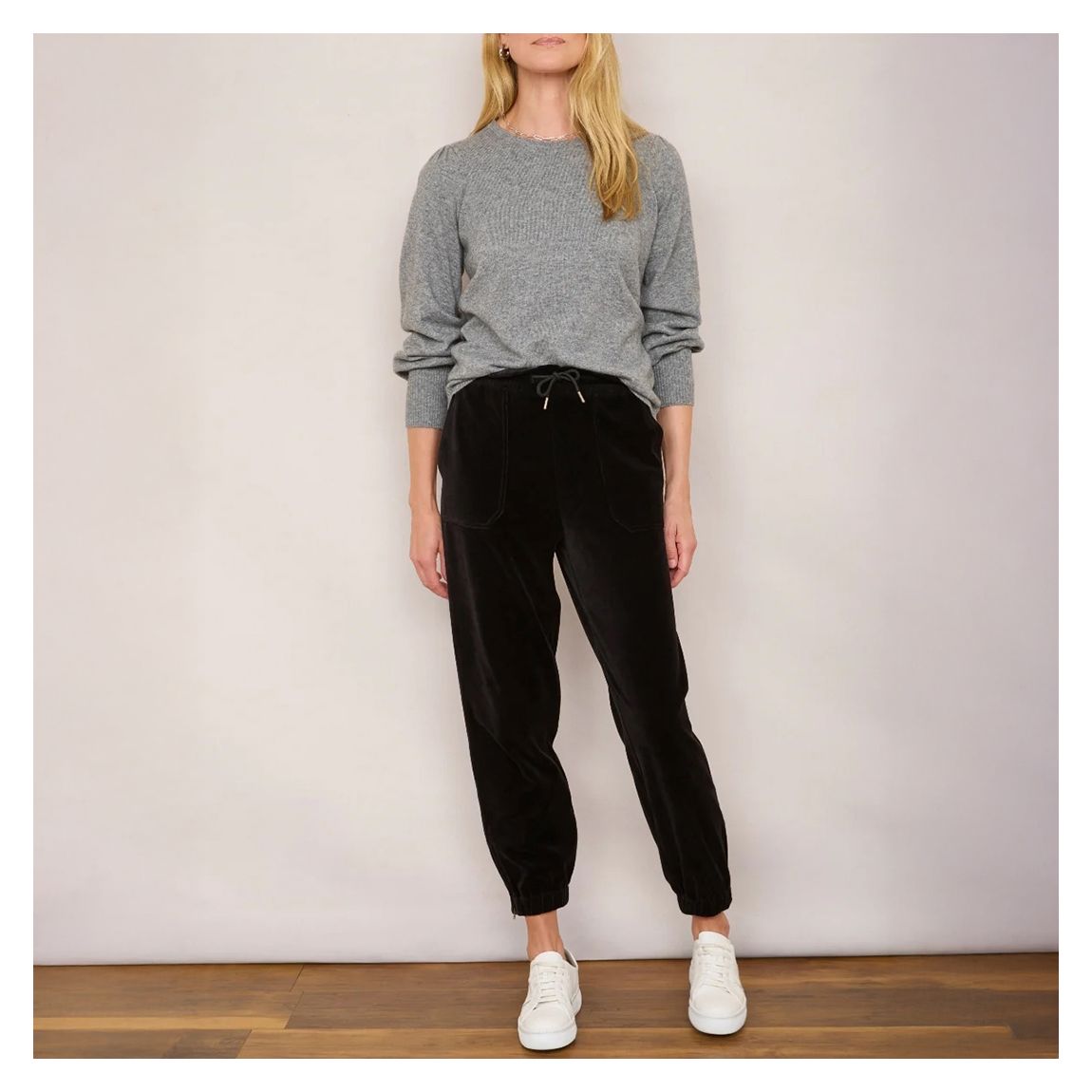 Black Aniyah Velour Cotton Blend Jogger main product photo