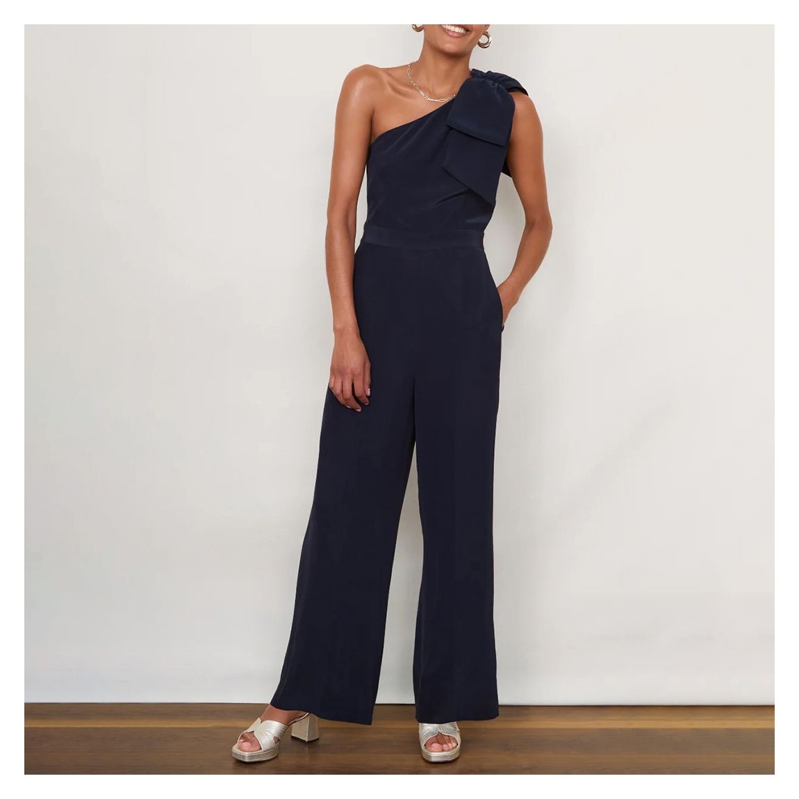 Navy Brydie Bow Jumpsuit main product photo
