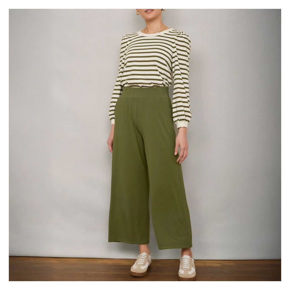 Sage Green Delphine Cropped Pull On Trouser main product photo