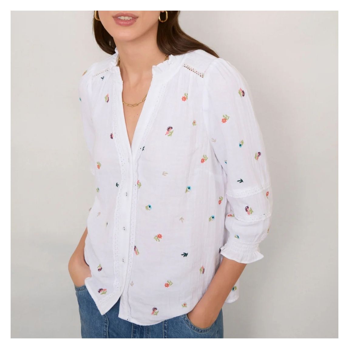 White Embroidery Alina Cotton Blouse main product photo