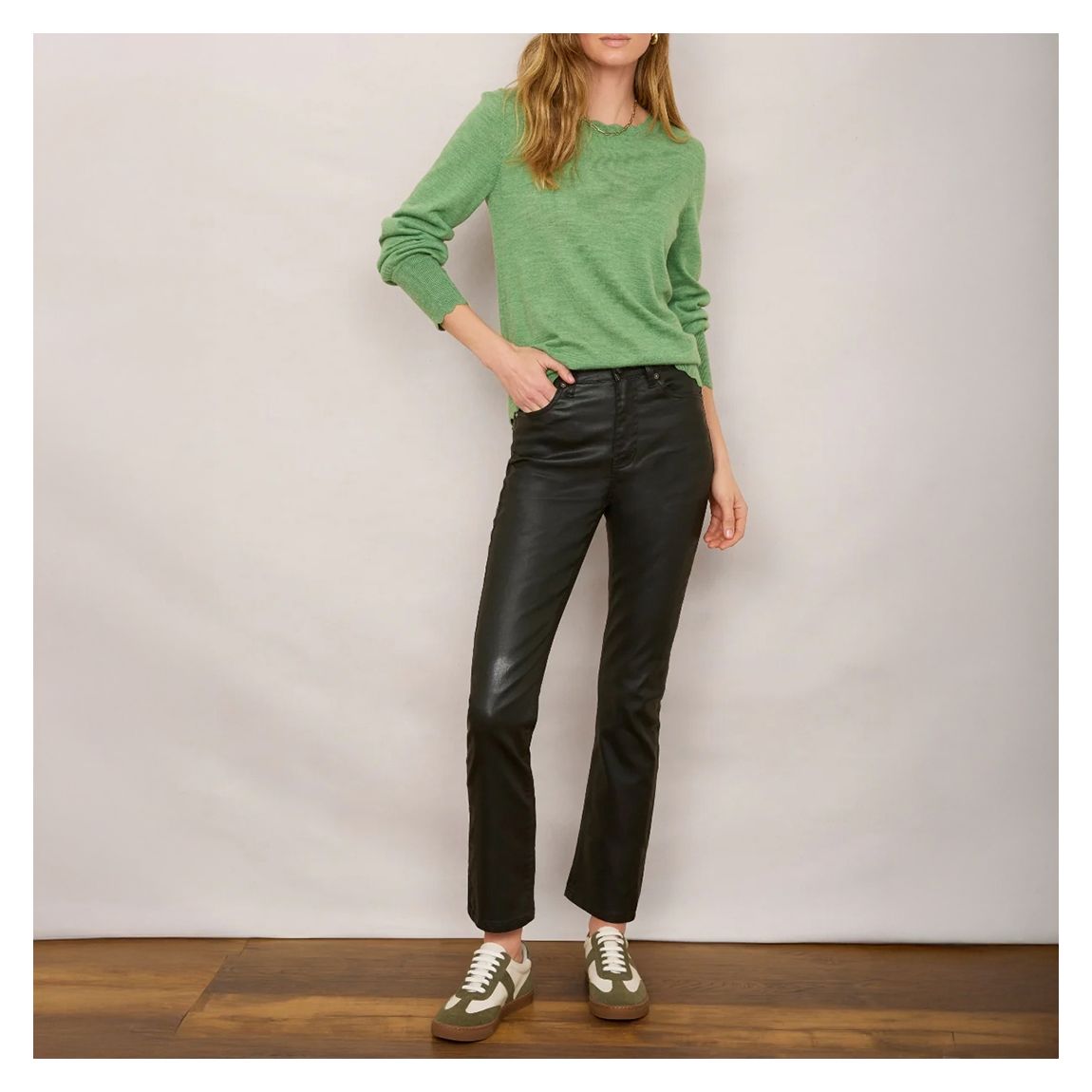 Green Audrey Coated Stretch Jean main product photo