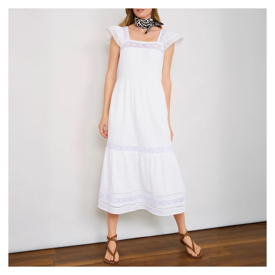 White Claudie Cotton Midi Dress main product photo
