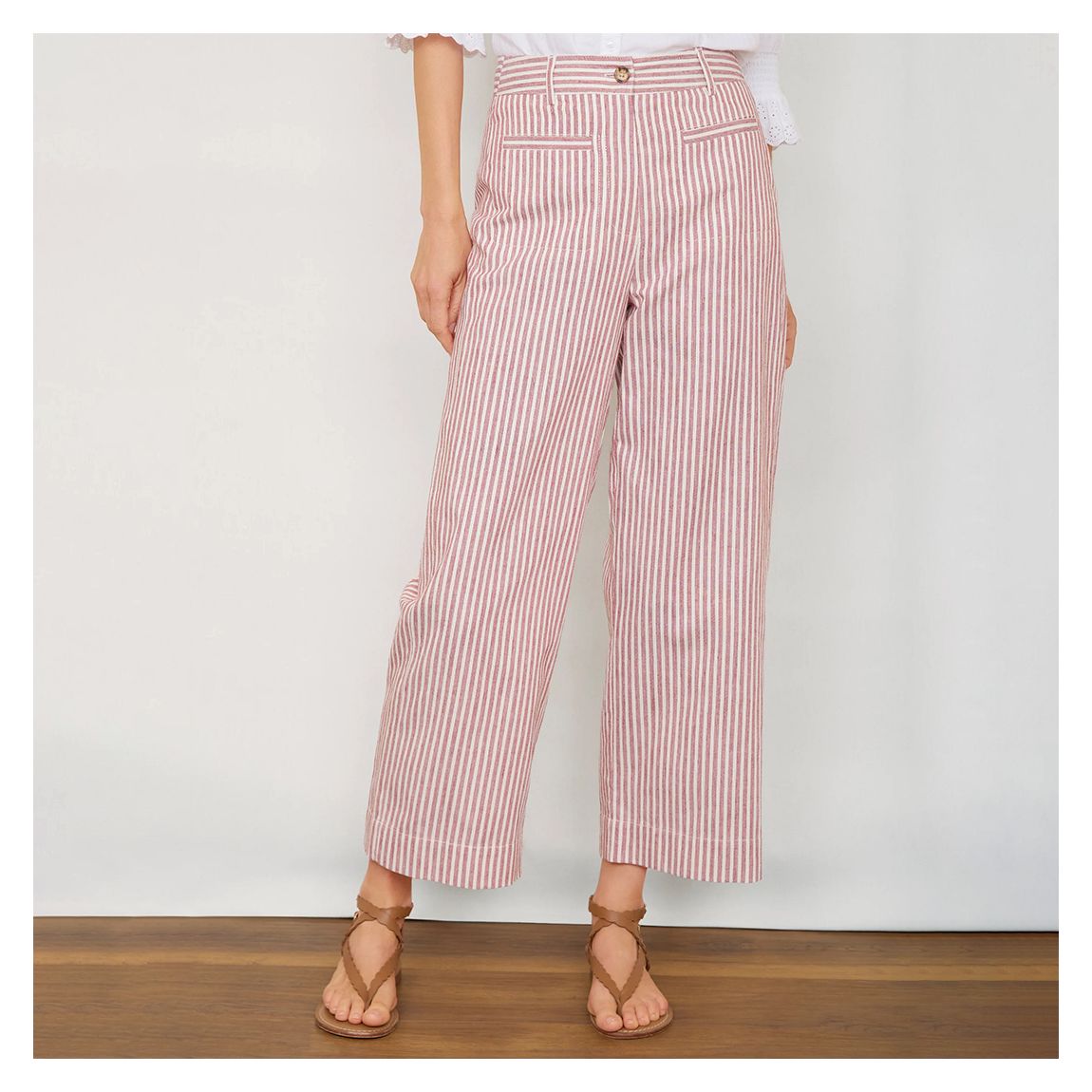 Red/Ivory Stripe Eliana Linen Trouser main product photo