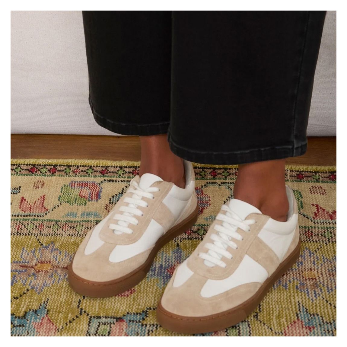 White/Taupe Gigi Leather Trainer main product photo