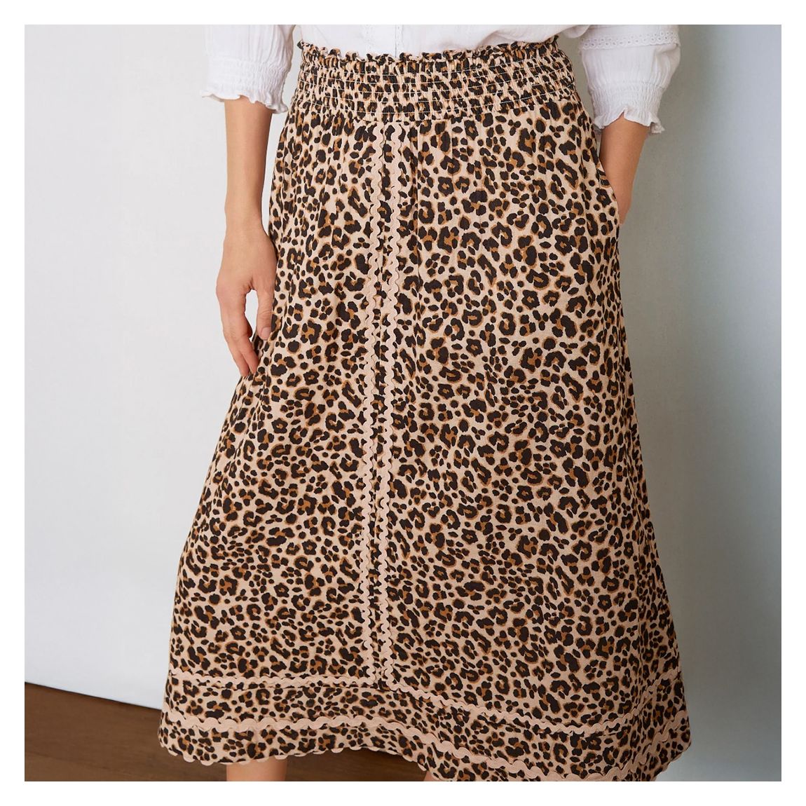 Leopard Print Sophia Cotton Midi Skirt main product photo