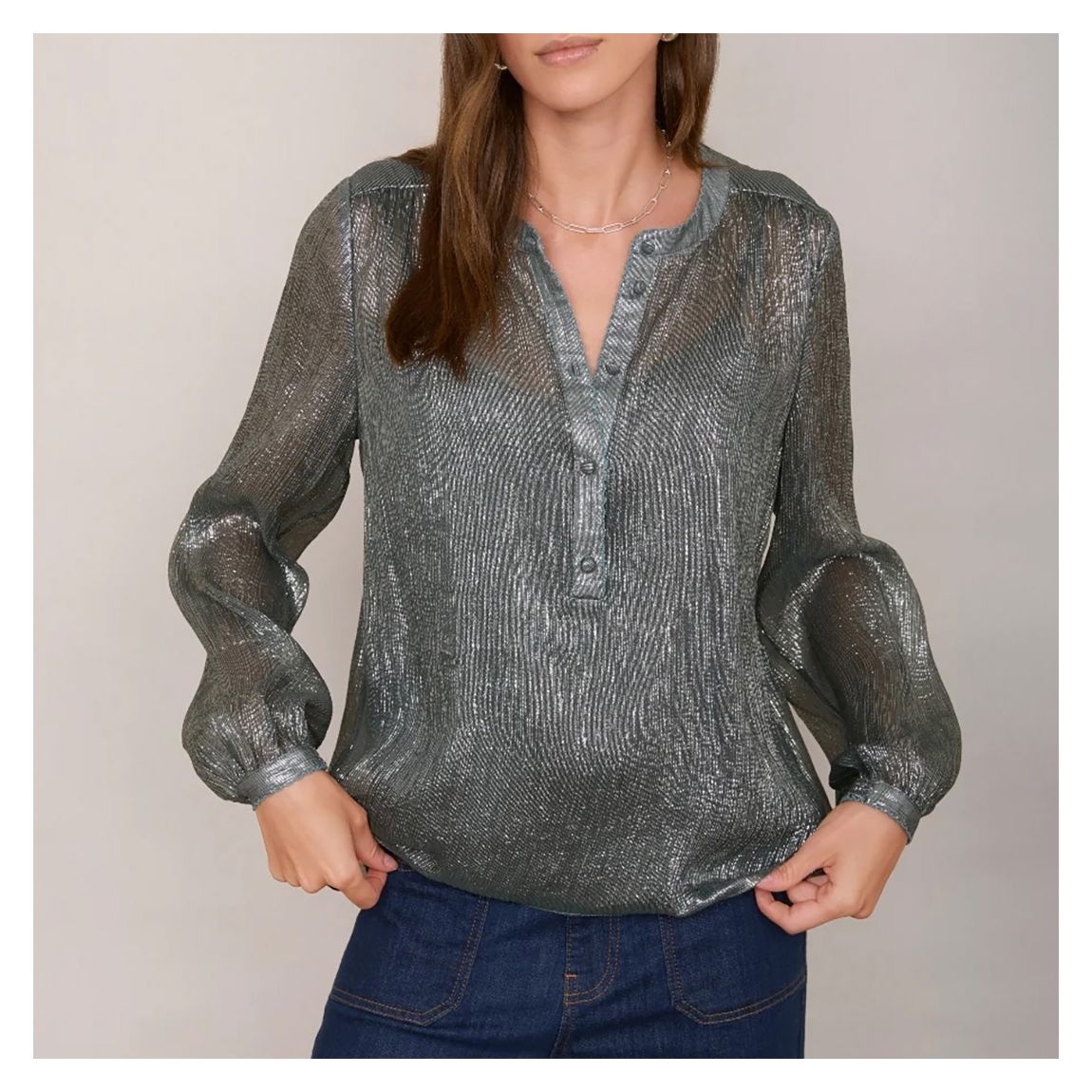 Blue Shimmer Pia Silk Blend Blouse main product photo