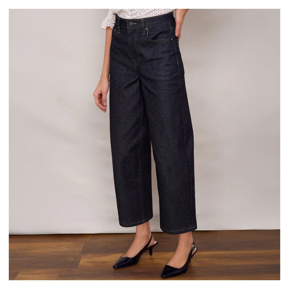 Dark Blue Denim Lula Barrel Jean main product photo