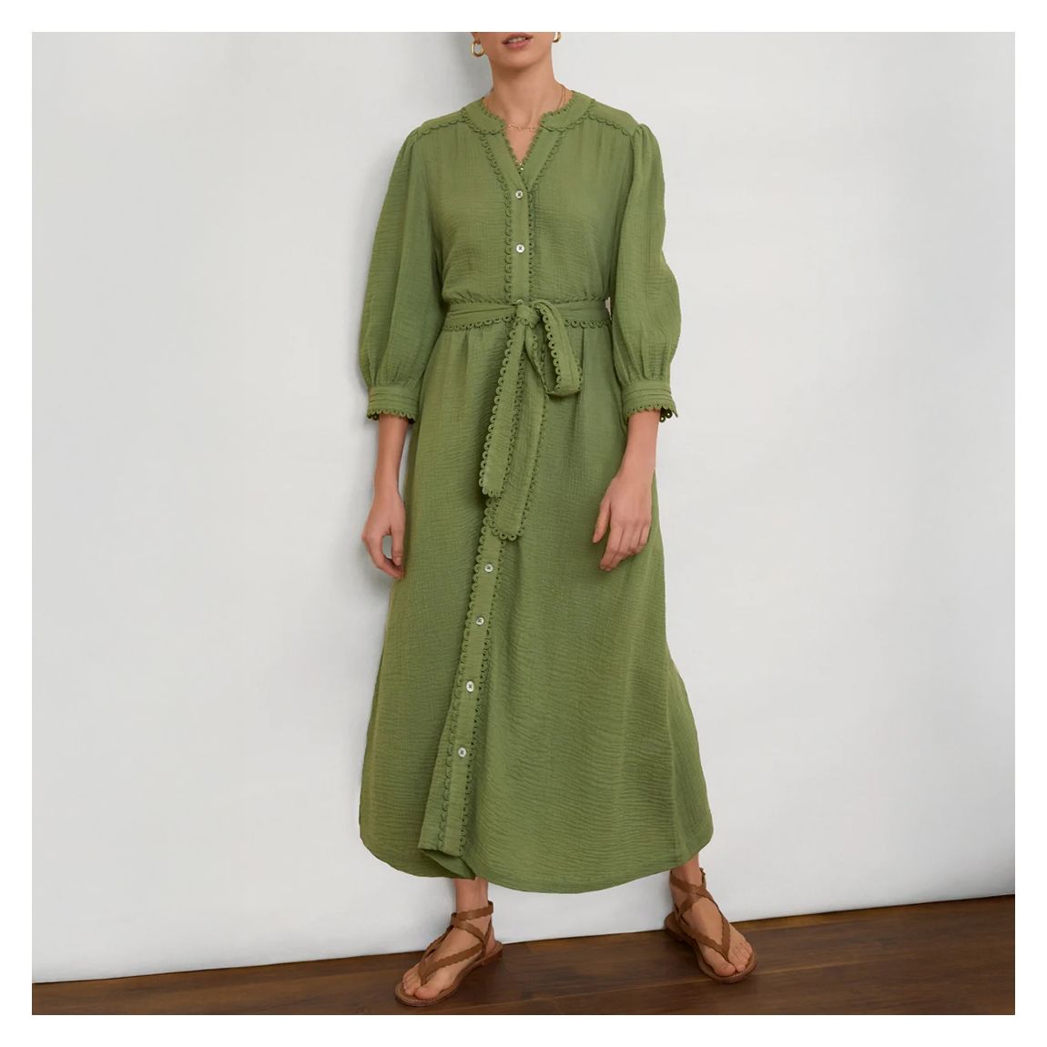 Green Misha Cotton Blend Midi Dress main product photo