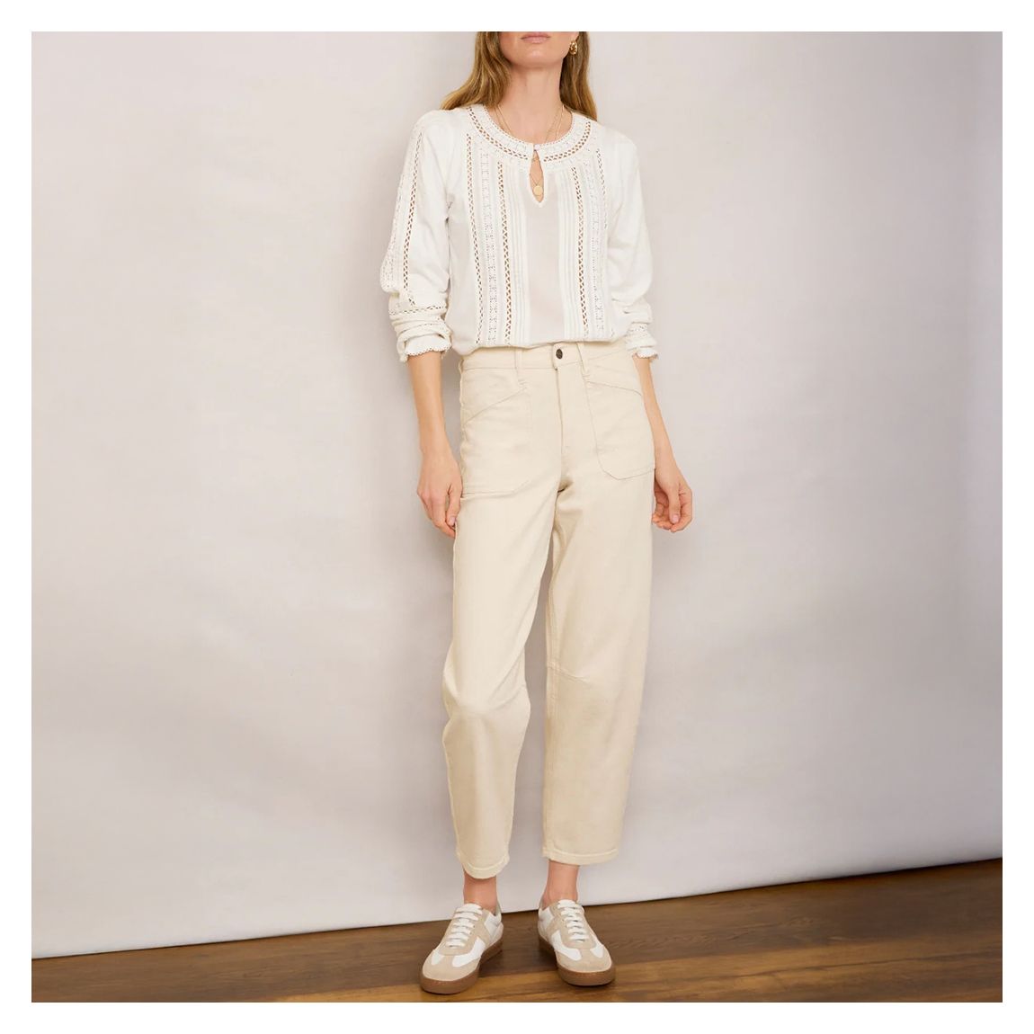 Ecru Kaya Cargo Barrel Jean main product photo
